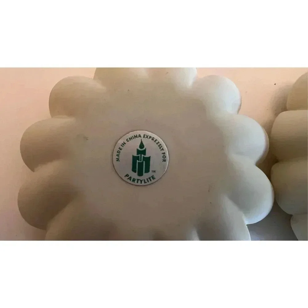PartyLite‎ Sea Drifters Bisque White Tealight Holders - Set of 2